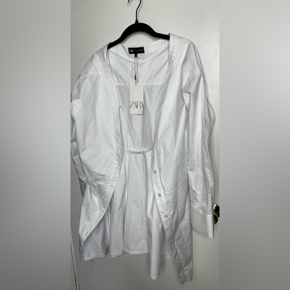 Zara OFF-THE-SHOULDER TRENCH COAT DRESS. - Picture 8 of 9